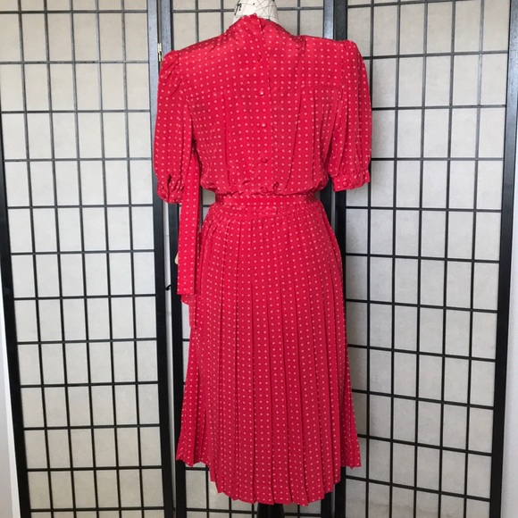 Vintage Silk Colorful Bright Retro Rockabilly Coastal Western overlay pleated - Picture 7 of 15